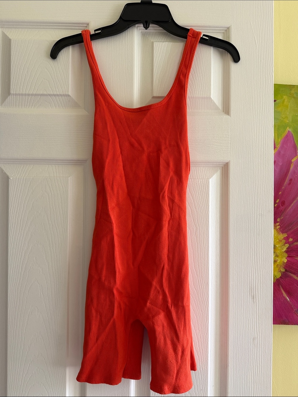 Love Tree Red Ribbed Tank Romper